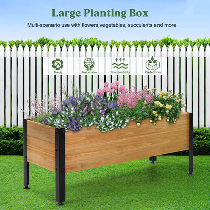 OIPRTGFJ Wood Rectangular Garden Planter Box Raised Garden Bed Outdoor,Planters for Outdoor Plants 37x13x15in Elevated Planter Box for Herbs Vegetables Flowers Great for Patio Deck Balcony