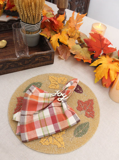 COTTON CRAFT Harvest Plaid Cloth Napkin - Set of 12 Pure Cotton Dinner Napkins - Everyday Fall Halloween Thanksgiving Holiday Party Table Napkin Gift - Reusable Napkin - 17x17 - Rust Orange Multi