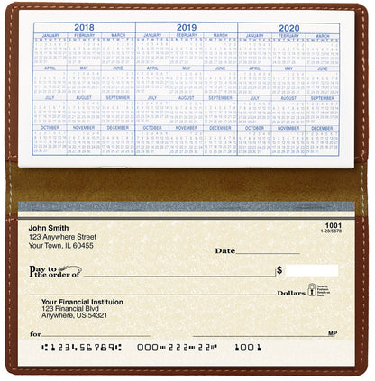 Floral Filigree Laser Engraved Leatherette Checkbook Cover Rawhide/Black