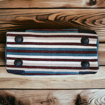 Aztec Large Weekender Southwestern Duffel Bag Saddle Blanket Bag 100% Leather Handles (Sahara)