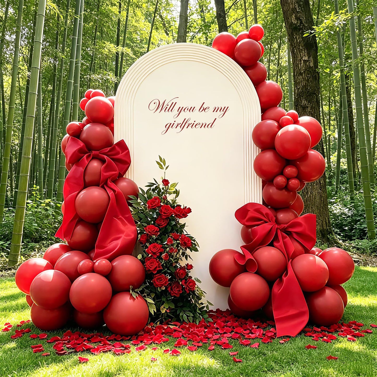 108Pcs Red Double Stuffed Balloons Different Size, 18/12/10/5 inch Dark Cherry Matte Ruby Red Balloons Garland Arch kit for Wedding Baby Shower Bridal Shower Engagement Anniversary Party Decoration
