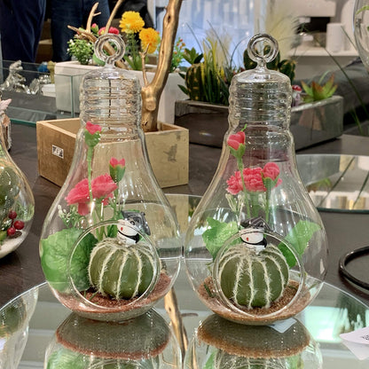 WGV Hanging Glass Plant Terrarium, Width 4.25", Height 8.25", Bulb DIY Air Succulent Planter Clear Tea Light Votive Candle Holder, Wedding Event Office Home Outdoor Decor, 1 Piece