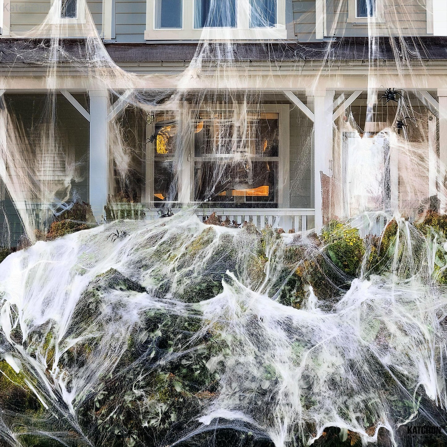 KatchOn, Glow in The Dark Halloween Spider Web - Halloween Glow in The Dark Decor | Super Stretch Cobweb for Creepy Party Supplies | Creepy Decorations Indoor Outdoor