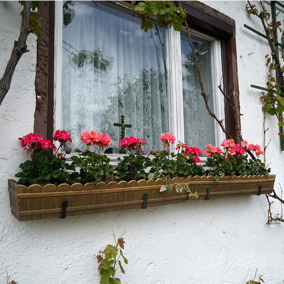 Maotong Adjustable Window Planter Box Brackets 6 Pack, Heavy Duty Wall Mount Flower Box Holder for Planter Box Depth (Front to Back) 6 to 12 Inches, Black