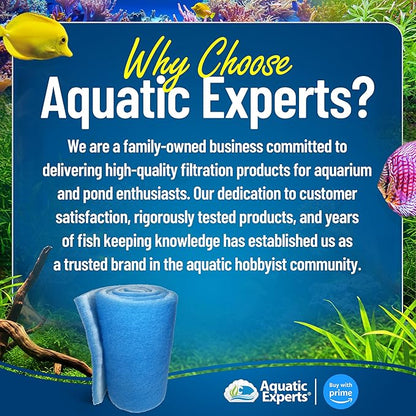 Aquatic Experts Classic Bonded Aquarium Filter Pad -12 Inches by 12 Feet by .75 Inch - Blue and White Filter Media Pad Bulk - Replacement Filter Rolls of Prefilter Floss - Made in USA