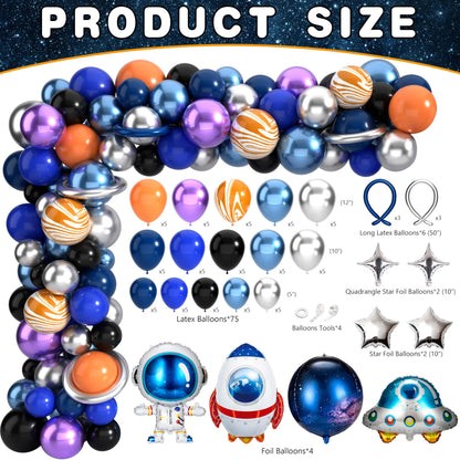 Outer Space Birthday Party Decorations Space Themed Party Supplies Planet Banner Backdrop Cake Topper Solar System Paper Lantern Galaxy Tablecloth Balloon Garland Kit for Space Astronaut Party Decor