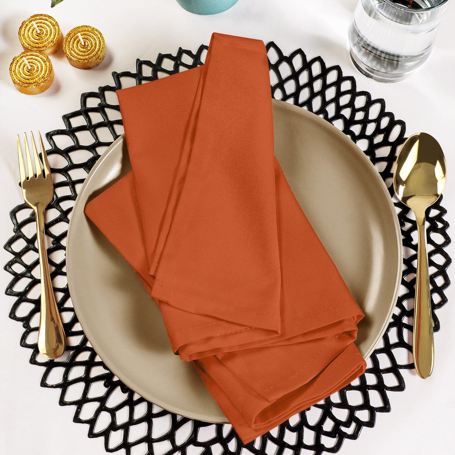 Utopia Kitchen Orange Cloth Napkins [12 Pack, 18x18 Inch] Absorbent Cotton Blend Washable and Reusable for Halloween, Thanksgiving, Dinner, Restaurant, Lunch, Wedding and Hotel