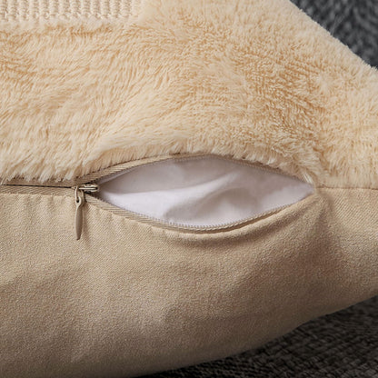 DFXSZ Halloween Pillow Covers 18x18 inch Set of 2 Black Eyes Beige Ghost Throw Pillow Cases Soft Plush Faux Fur Wool Couch Cushion Case for Chair Sofa Bedroom Living Room Home Decor PTK058B18