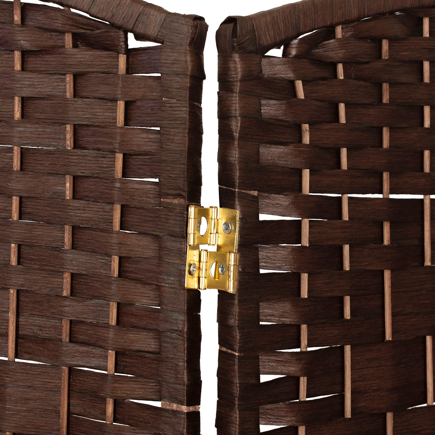 Red Lantern 4 ft. Short Diamond Weave Fiber Folding Screen - Dark Mocha - 4 Panel