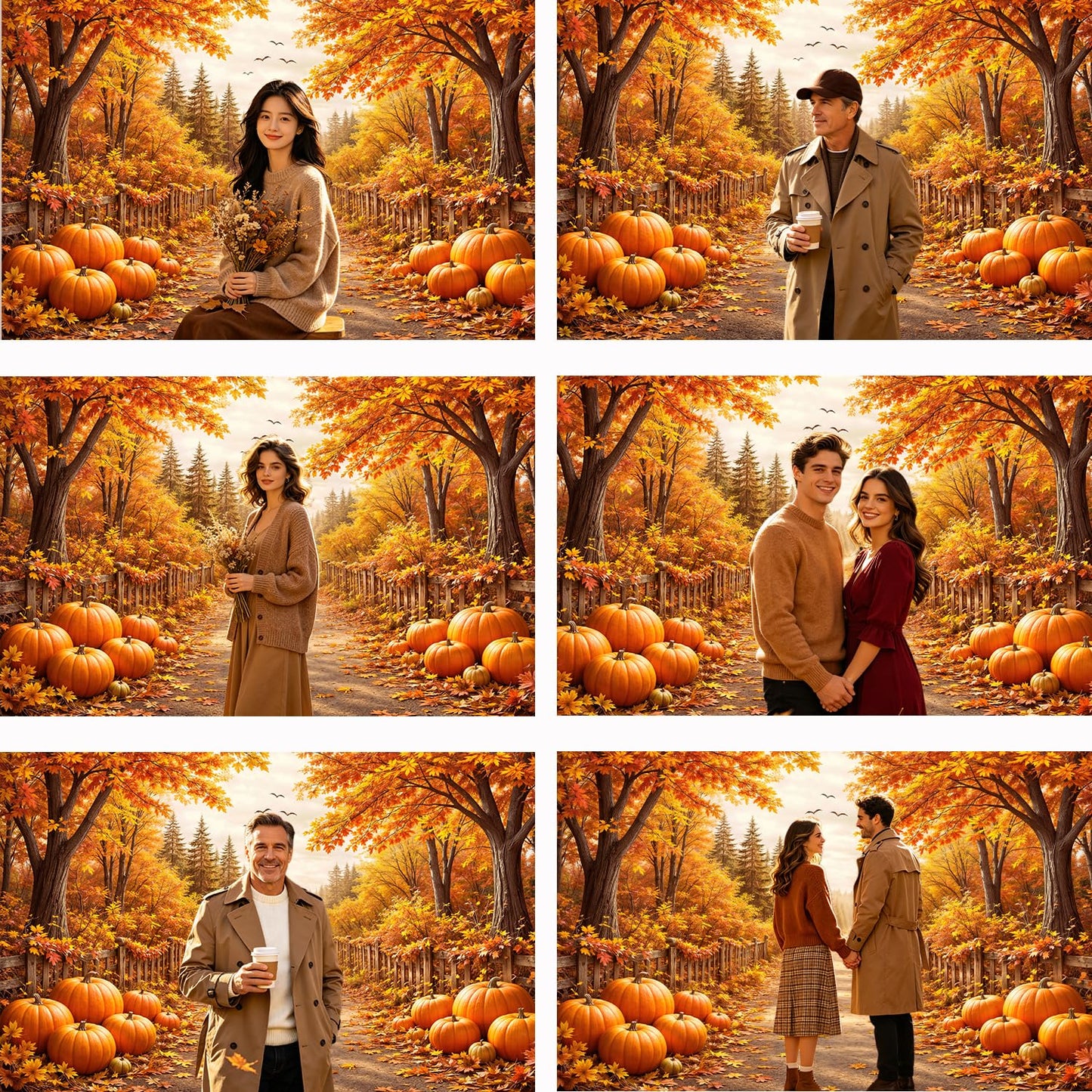 Bondjos Fall Photography Backdrop, Fall Pumpkin Rustic Country Road Maple Leaf Forest Photo Backdrop,Vibrant Photoshoot Backdrop, Photo Booth Background for Autumn Thanksgiving Halloween Party Decor