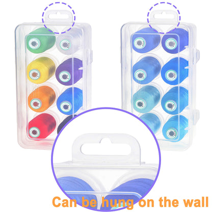 New brothread - 20 Options - 8 Snap Spools of 1000m Each Polyester Embroidery Machine Thread with Clear Plastic Storage Box for Embroidery & Quilting - Pastel Color