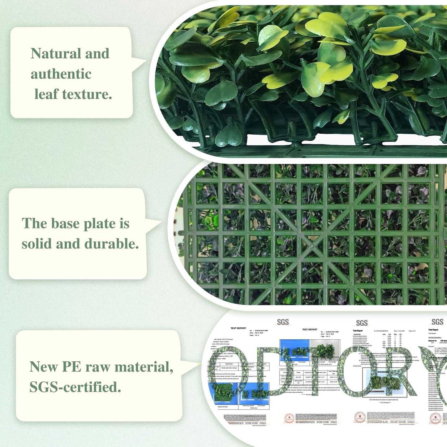 ODTORY Artificial Greenery Grass Wall Panel, 10x10 Inch 6-Pack (4.2 sqft), UV-Anti Fake Ivy Fence Privacy Screen Green Boxwood Covering for Indoor and Outdoor Home Wall Decor