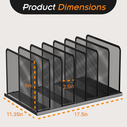 Kuntine.B Desk File Organizer Upright Mesh Desktop Organizer File Sorter Office Organization File Holder for Home, Office & Classroom (Black, 1 Pack 7-Section)