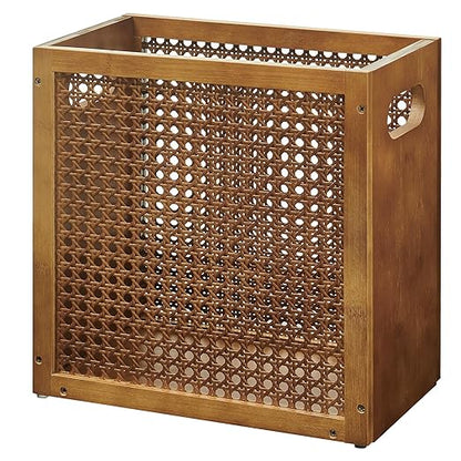 TIOPGHAD Small-Wicker-Waste-Basket-Trash-Can 3 Gallon/11.6 L Bamboo Mini Rattan Wastebasket Garbage Can Trashcan Wood Trash bin for Bathroom Office Living Room(Brown)