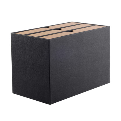 RHCSZ Fashion Multicolor Collocation Leather Desk Organizer File Cabinet Executive Office Supplies Desktop Filing A4 Contract Document Stackable Storage Box with 3 Drawers (Black)