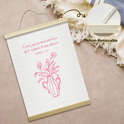 Pink Floral Christian Bible Verses Poster Hanger Frame, Inspirational Posters Canvas Wall Art for Women Girls Dorm Bedroom Decor, 12x16 Inches -033
