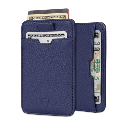 Vaultskin CHELSEA Mens RFID Blocking Slim Leather Card Wallet - Minimalist Front Pocket Cardholder in Matt Blue
