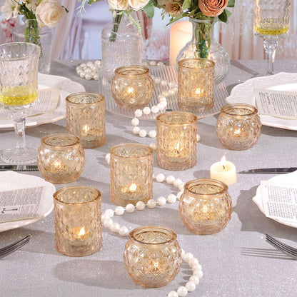 NITIME 12Pcs Assorted Gold Votive Candle Holders, Tea Light Candle Holder for Table Centerpiece, Gold Candle Holders for Wedding Centerpieces, Brithday and Holiday Decorations