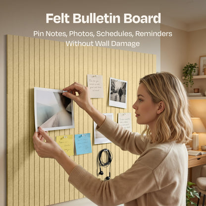 Ekkogo X-Large Cork Board Alternative 12-Pack Felt Bulletin Board Thick and Decorative Pin Board for Home Office Walls 47.24 x 35.43 Inches with 72 Adhesive Tabs - [Cancun Sand]