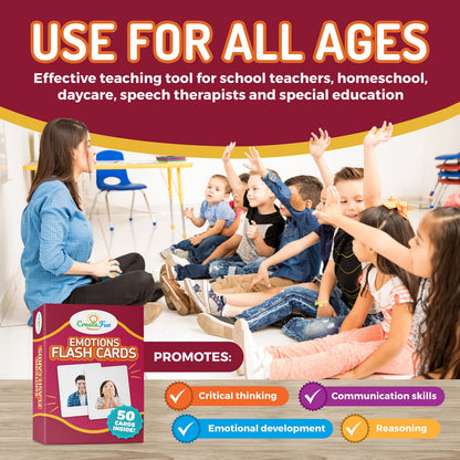 50 Emotions Flash Cards Volume 1 - Feeling Photo Cards for Kids, Adults, Seniors, Homeschool, Speech Therapy, ABA, Dementia, Aphasia, Occupational Therapy, ESL and Autism Learning Material