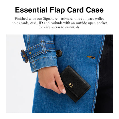 COACH Polished Pebble Leather Essential Flap Card Case