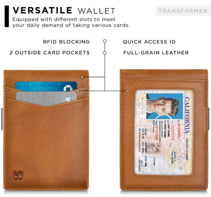 SERMAN BRANDS Money Clip Wallet - Mens Wallets slim Front Pocket RFID Blocking Card Holder Minimalist Mini Bifold (California Desert Transformer)