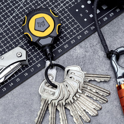 MNGARISTA Upgraded Heavy Duty Retractable Keychain with Belt Clip, 10 OZ Retraction, 31.5" Stainless Steel Cord, ID Badge Reel with Badge Strap and Key Ring
