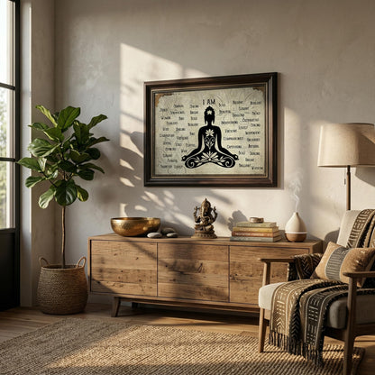 Dark Brown Framed Zen Canvas Wall Art Calming Zen Lotus Wall Decor Picture Minimalist Black White Spiritual Meditation Poster Prin for Room Modern Yoga Spiritual Spa Living Bedroom Decoration