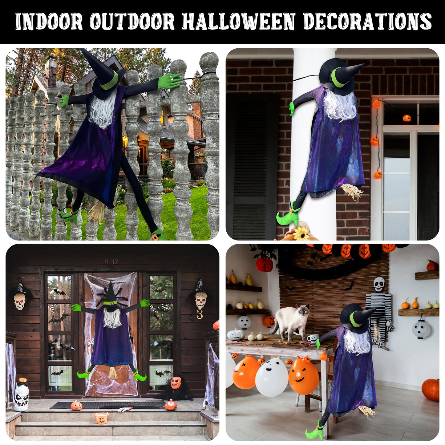 POPGIFTU 64" Large Crashing Witch into Tree Halloween Outdoor Decoration – Funny Flying Witch Yard Prop for Porch, Garden & Lawn, Weather-Resistant Halloween Decor
