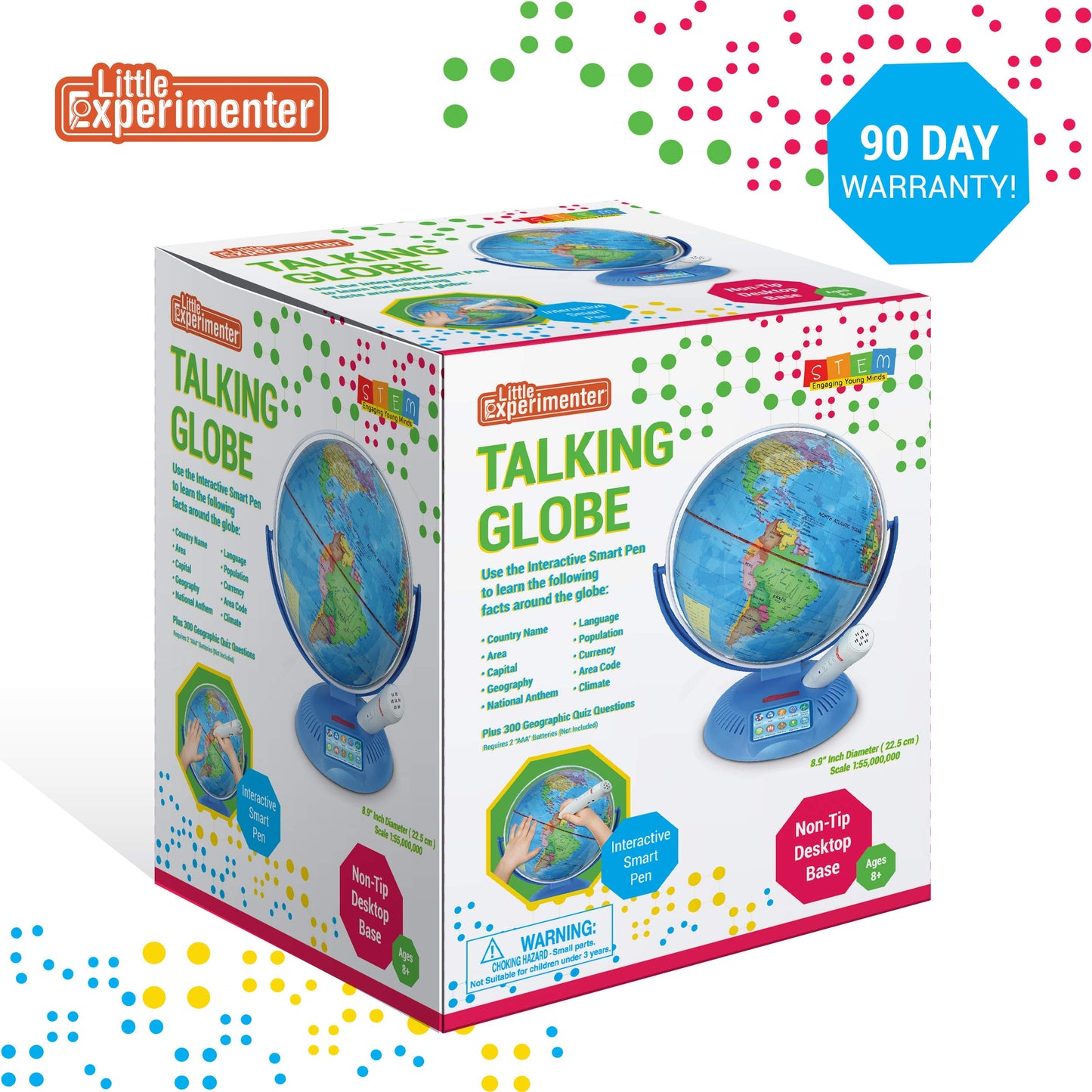Little Experimenter Interactive 9” Globes for Kids, Globe & Wireless Smart Pen, Gifts for Kids, STEM Educational Toys, Talking World Map, 8 Year old Boy Coolest Gifts for Boys & Girls Ages 8 9 10 11 12 Years Old