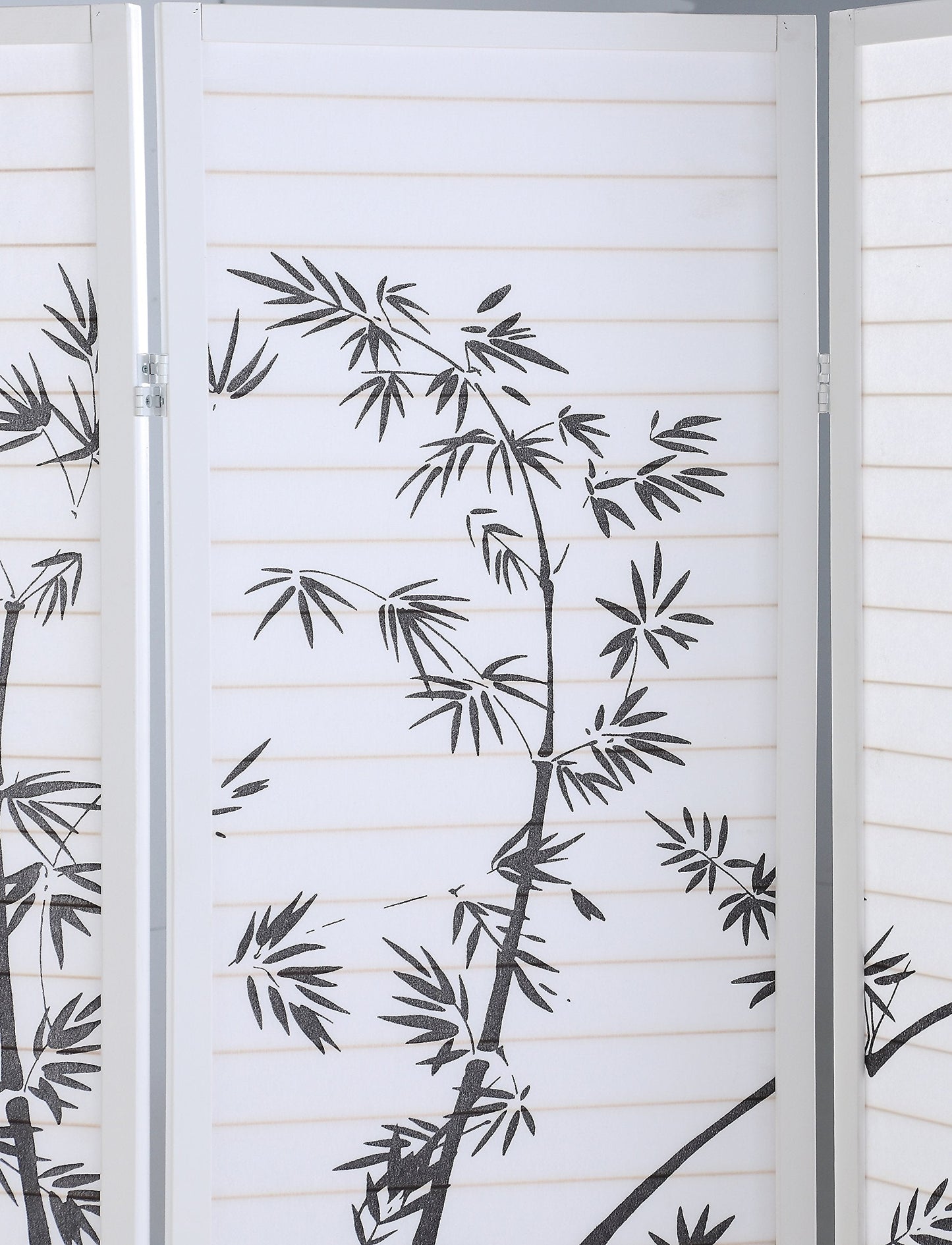 Roundhill Bamboo Print 4-Panel Framed Room Screen/Divider, white