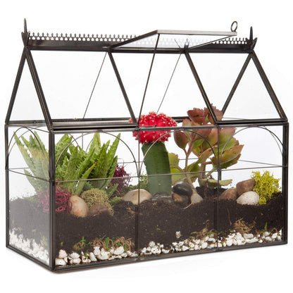 D'Eco Glass Greenhouse Centerpiece (10x4.5x9) - Spring Home Decor & Wedding Letterbox - Tabletop Geometric Planter Terrarium - Fill with Succulents, Moss, Flowers for Plant Lovers