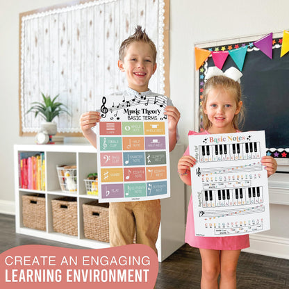 Hadley Designs 9 Music Classroom Posters – Boho Pastel Music Classroom Decor, Choir & Solfege Prints, Bulletin Board Decorations, Educational Supplies for Teachers