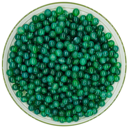 WHNKFB 10mm 50PCS Natural Green Agate Round Beads, Banded Loose Stone Beads for Jewelry Making Craft - 4mm 6mm 8mm 10mm Options with Free Elastic Cord