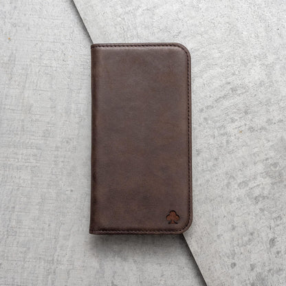 Porter Riley - Leather Case for Samsung Galaxy S21. Premium Genuine Leather Stand Case/Wallet/Cover (Chocolate Brown)