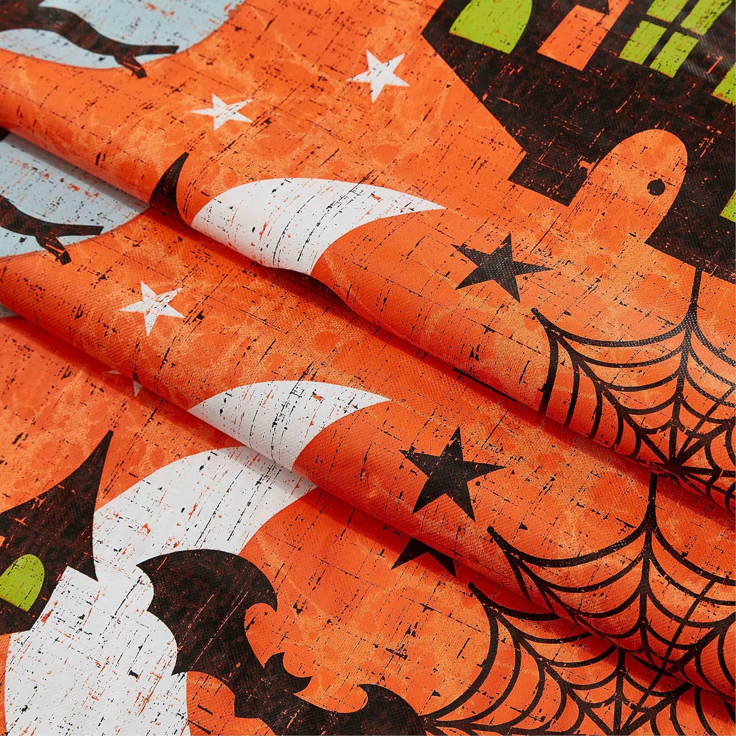 Newbridge Halloween Scream 60 x 84 Inch Oval Vinyl Tablecloth with Flannel Backing, Haunted House Ghost and Bat Design, Easy Care Wipe Clean Halloween Table Cover