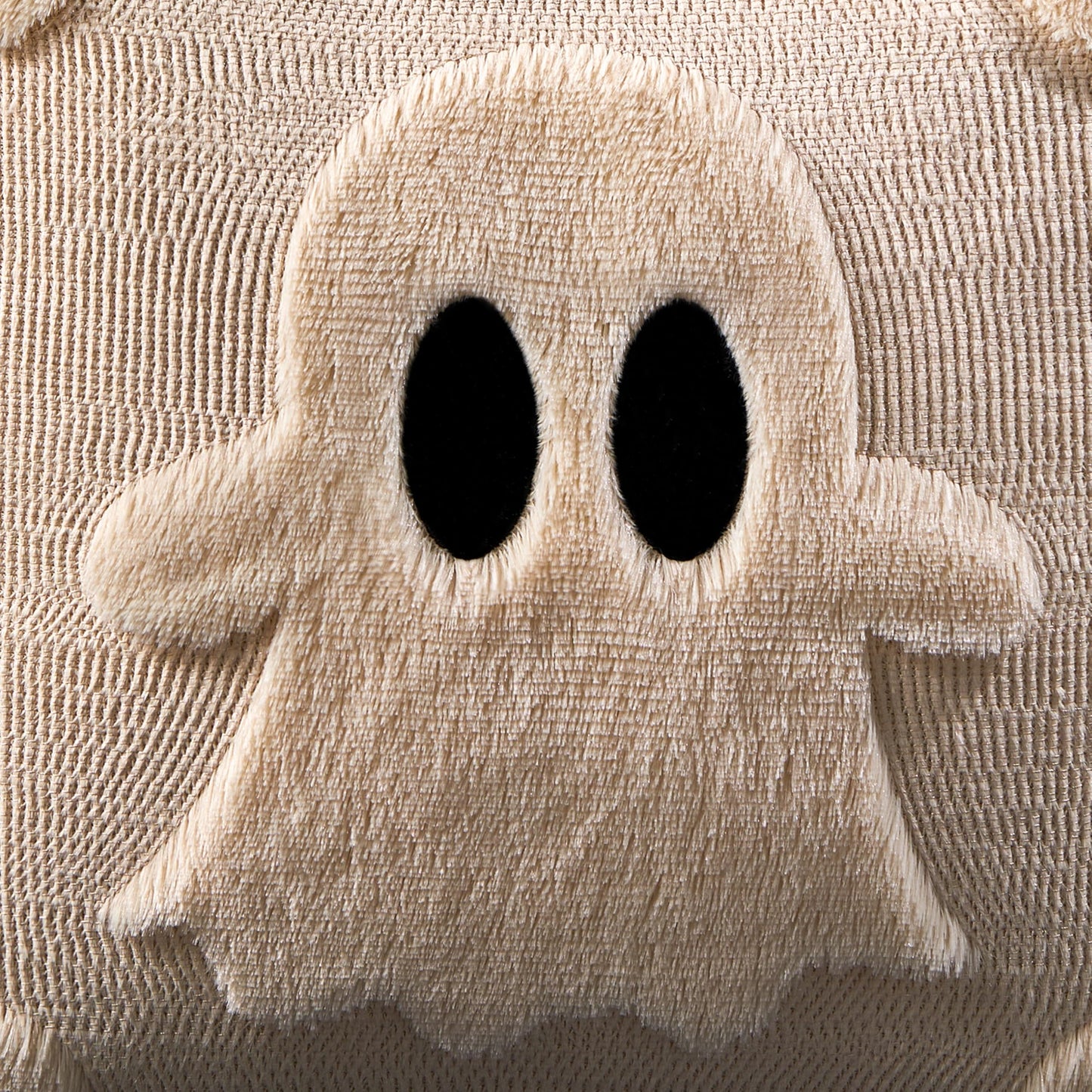 DFXSZ Halloween Pillow Covers 18x18 inch Set of 2 Black Eyes Beige Ghost Throw Pillow Cases Soft Plush Faux Fur Wool Couch Cushion Case for Chair Sofa Bedroom Living Room Home Decor PTK058B18