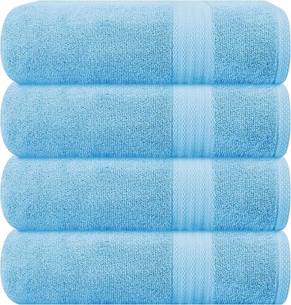 GLAMBURG Premium Cotton 4 Pack Bath Towel Set