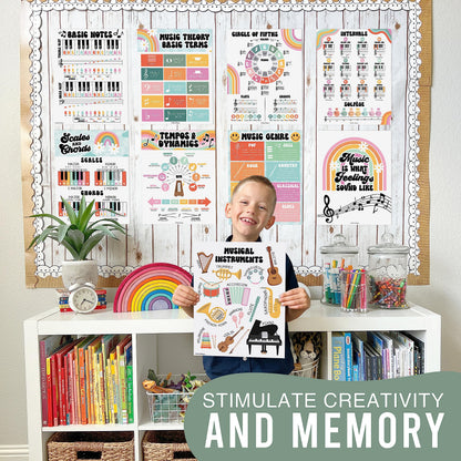 Hadley Designs 9 Music Classroom Posters – Retro Music Classroom Decor, Choir & Solfege Prints, Bulletin Board Decorations, Educational Supplies for Teachers