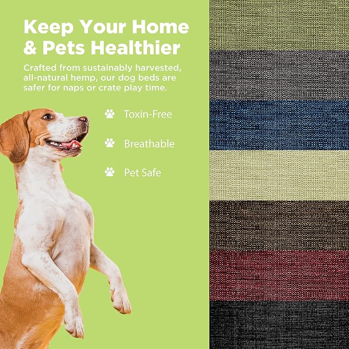 X-Large - 48 x 30 x 5 - Cranberry Premium Organic Hemp Dog Bed - CertiPUR Fill - Removeable Cover