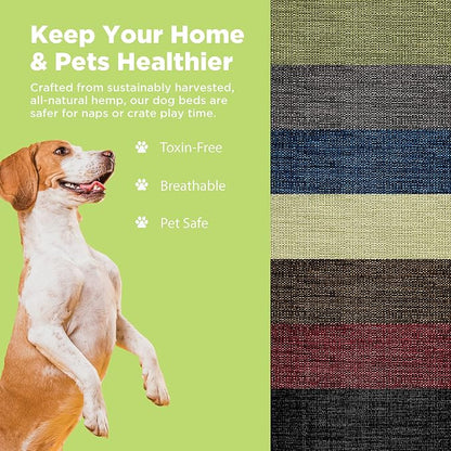 X-Large - 48 x 30 x 5 - Cranberry Premium Organic Hemp Dog Bed - CertiPUR Fill - Removeable Cover