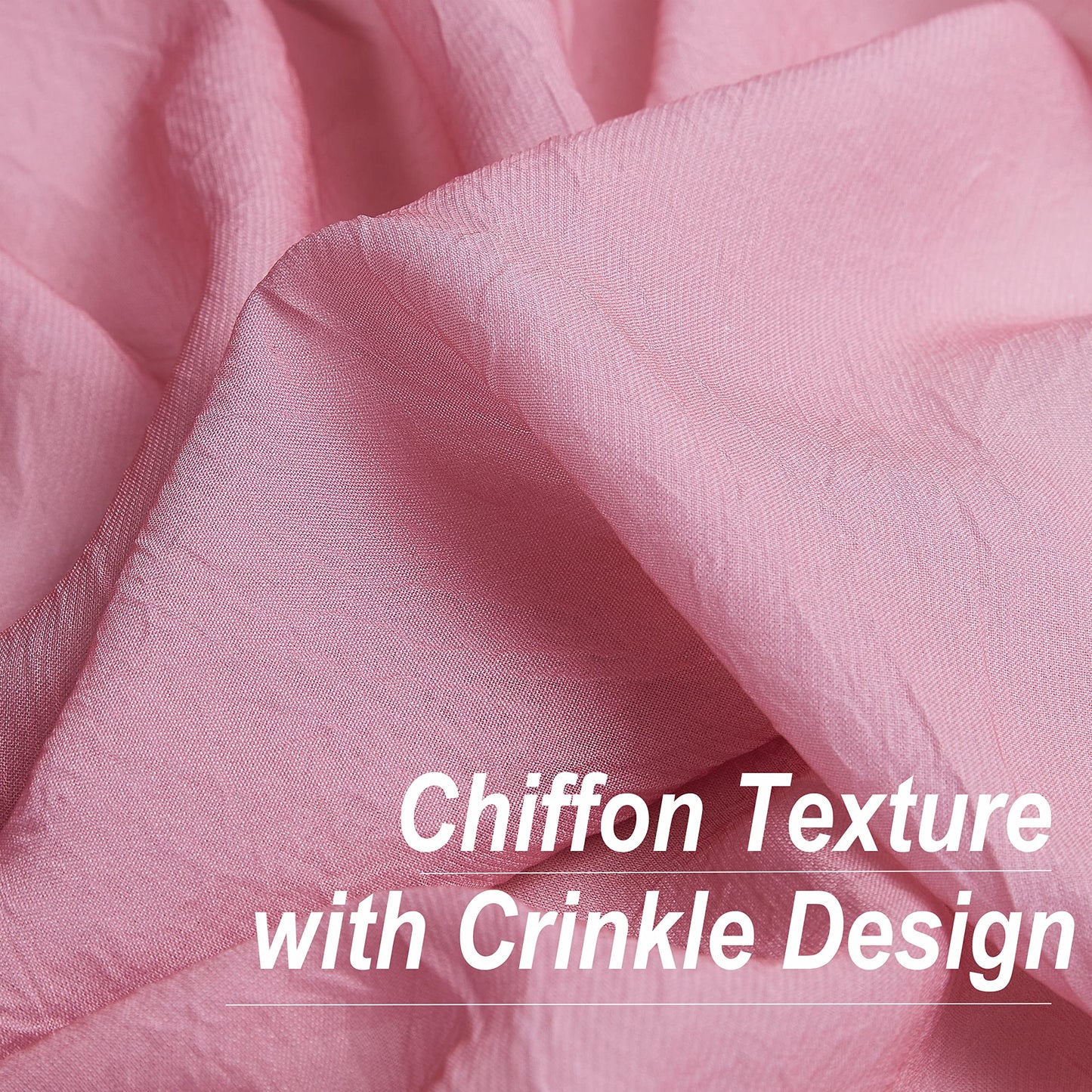 1 Piece Ombre Chiffon Sheer Window Scarf Valance Curtain 18ft for Living Room Girls Bedroom Decor, 216 Inch Long Crinkle Soft Window Sheer Voile Valance for Holiday, Wedding Party Decor, Pink, 52"W