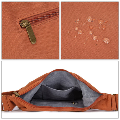 Hippie Crossbody Bag Top Zip Large Size Canvas Sling Bag Jacquard cloth Handmade Bags (Orange)