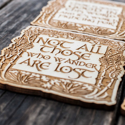 Coasters - Fantasy Quotes Coaster Set of 6 Raw Wood