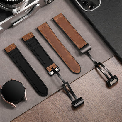 Charlam Magnetic Leather Bands Compatible with Samsung Galaxy Watch 7 Band 6 5 4 FE Active 2 40mm 44mm/Watch 6/4 Classic/Watch 5 Pro/3, 20mm Genuine Leather Straps for Samsung Watch Bands Men Women