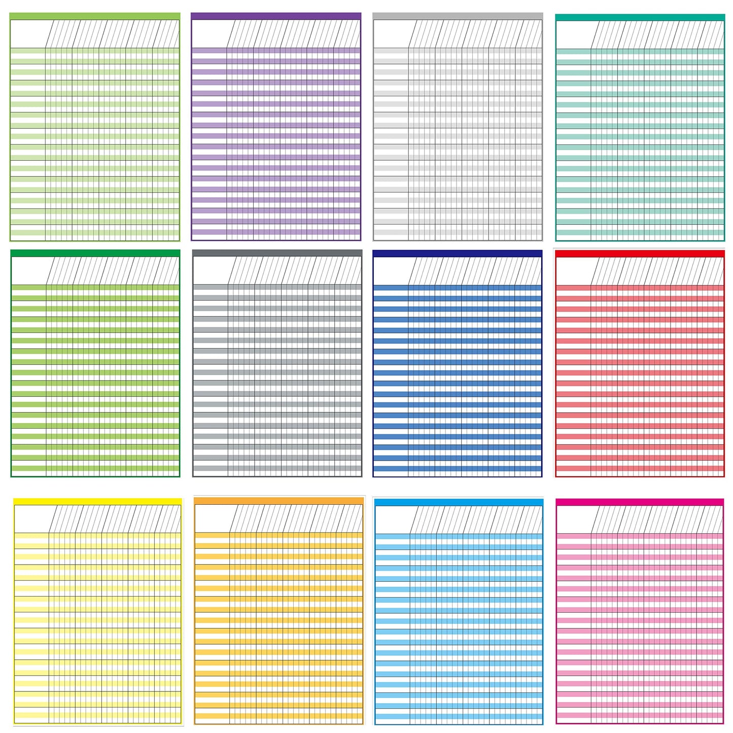 Youngever 17 Inch x 22 Inch Multi-Color Laminated Dry Erase Incentive Chart with Reward Stickers for Chore Responsibility, School Attendance, Homework Progress Tracking Chart (12 Charts 960 Stickers)