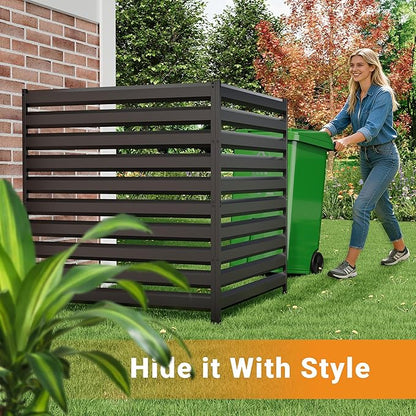 CJF Outdoor Privacy Screens, 42" H x 38" W Air Metal Conditioner Fence Panels, Pool Equipment Enclosure, Trash Can Screens Fence Kit for Outside Backyard Patio(Black/1-Panel)