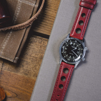 BARTON WATCH BANDS, 22mm Red - Rally Horween Leather Watch Bands - Integrated quick release spring bars- 316L stainless steel- Choose Strap Color & Width