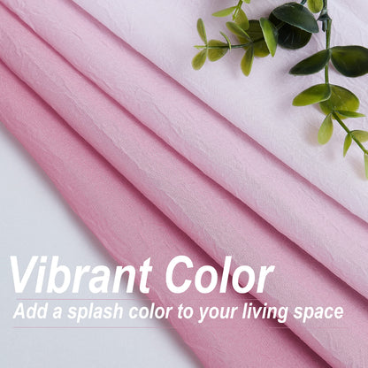 1 Piece Ombre Chiffon Sheer Window Scarf Valance Curtain 18ft for Living Room Girls Bedroom Decor, 216 Inch Long Crinkle Soft Window Sheer Voile Valance for Holiday, Wedding Party Decor, Pink, 52"W