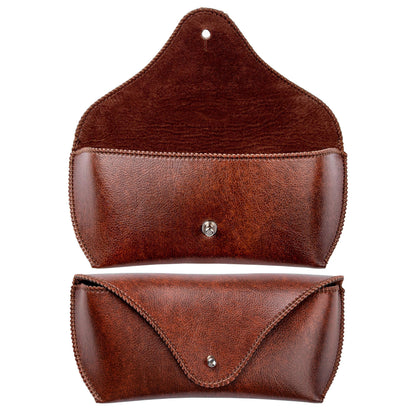 PU Leather Sunglass Case, Soft Premium Sunglasses Case Pouch Brown, Medium Big Glasses Holder For Men and Women